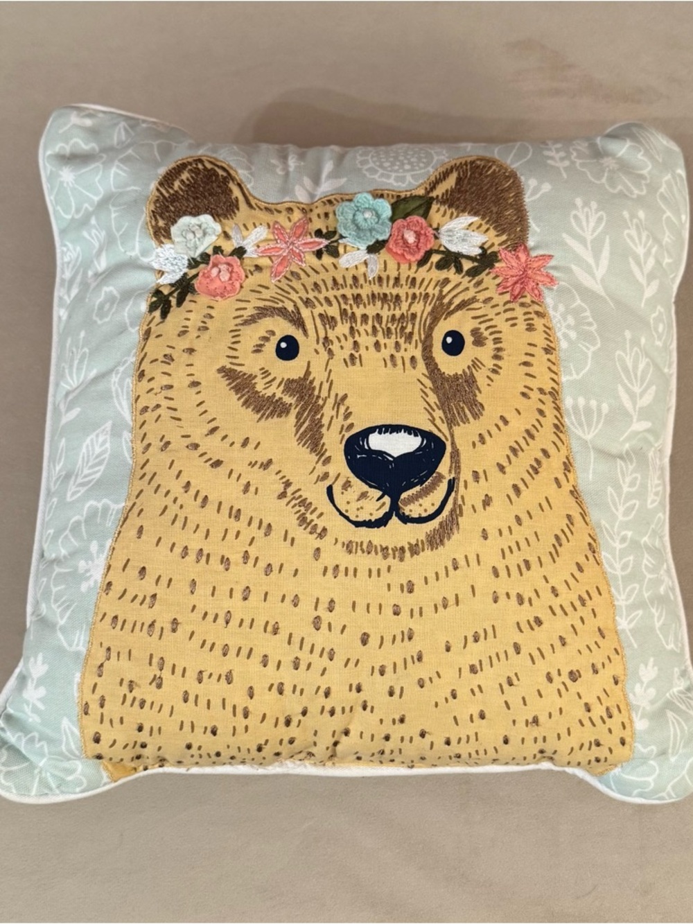 Pillowfort Kids Floral Bear Throw Pillow